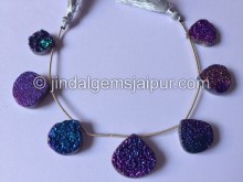 Blue Druzy Heart Shape Beads
